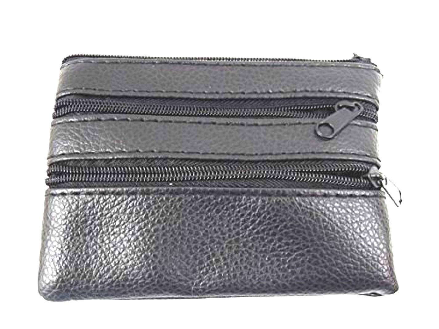 Unisex Soft Black Genuine Leather Coin Pouch