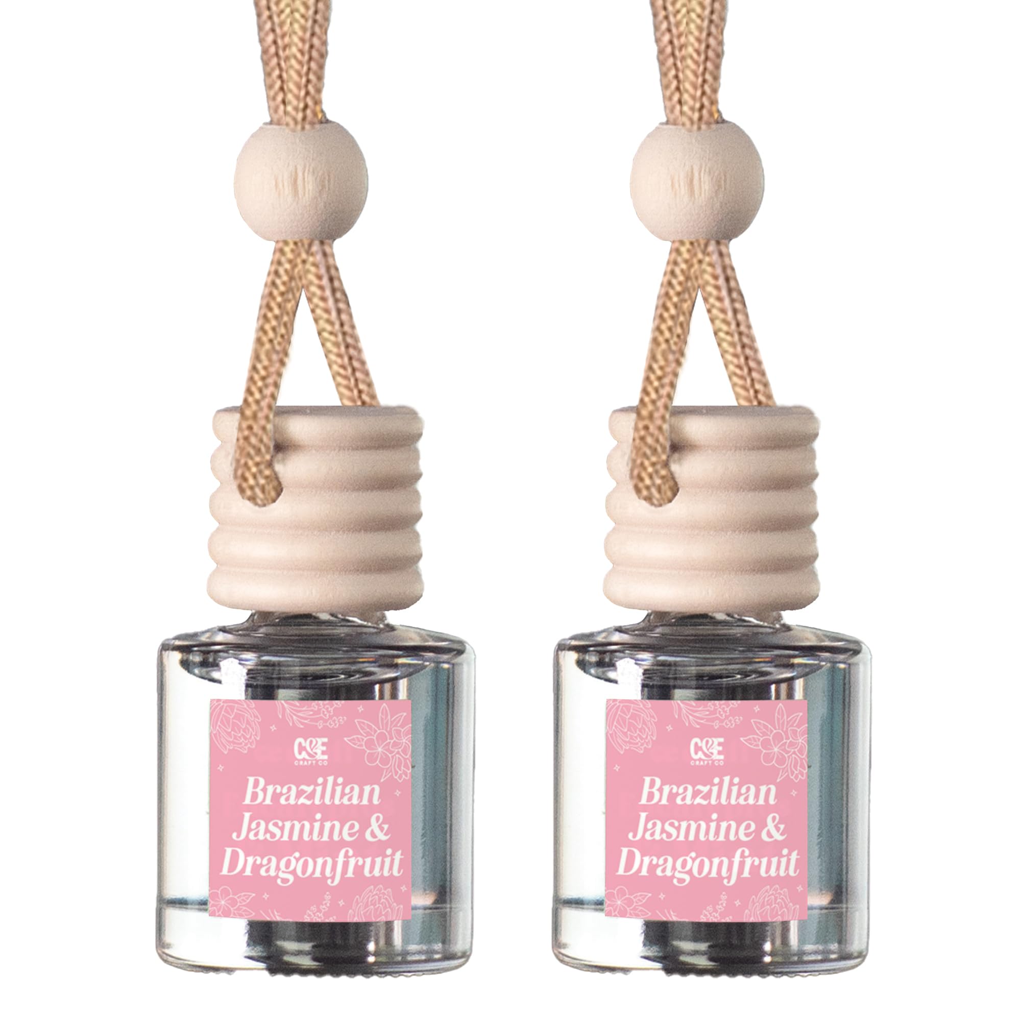 CANDECraftCo Car Air Hanging Fragrance Oil, Car Auto Freshener for Essential Oils, Scents Fragrance Aromatherapy Automobile Diffuser, Long Lasting (Braziian Jasmine & Dragonfruit)