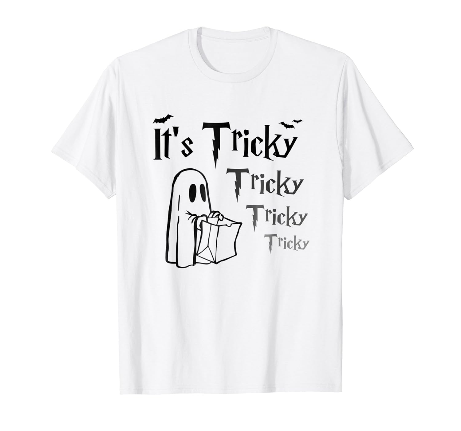 It's Tricky Halloween T-Shirt Funny Ghost Trick or Treat-Rose