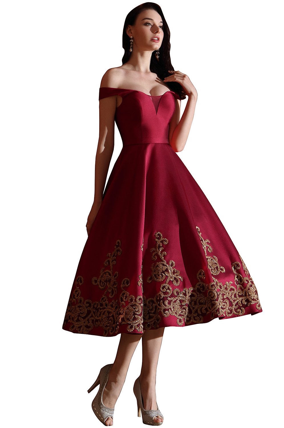eDressit Designer Burgundy Off Shoulder Short Prom Dress (04170917)