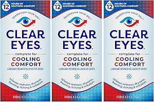Clear Eyes Cooling Comfort Redness Relief Eye Drops, Soothes Red Eyes, 0.5 fl oz, 3 Pack