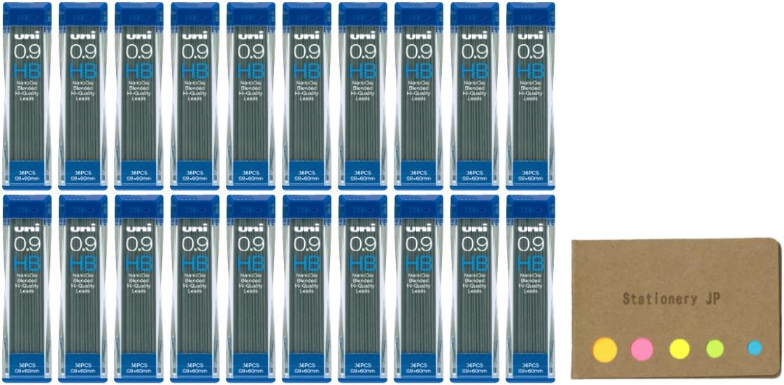 Uni NanoDia Mechanical Pencil Leads 0.9mm HB, 20-pack/total 720 Leads, Sticky Notes Value Set