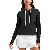 CRZ YOGA Cloud Jersey Pullover Hoodies for Women Long Sleeve Hooded Workout Sweat Shirts Casual Yoga Tops with Thumb Holes