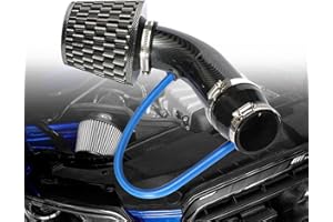ALAVENTE Car Air Intake Kit 3" Universal Cold Air Intake Pipe Kit Aluminium Automotive Air Intake Air Filter Induction Flow Hose Pipe Kit (Black)