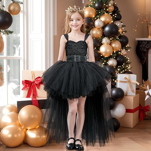 Halloween Black Tutu Dress for Girls Tulle Dresses Fairy Costume
