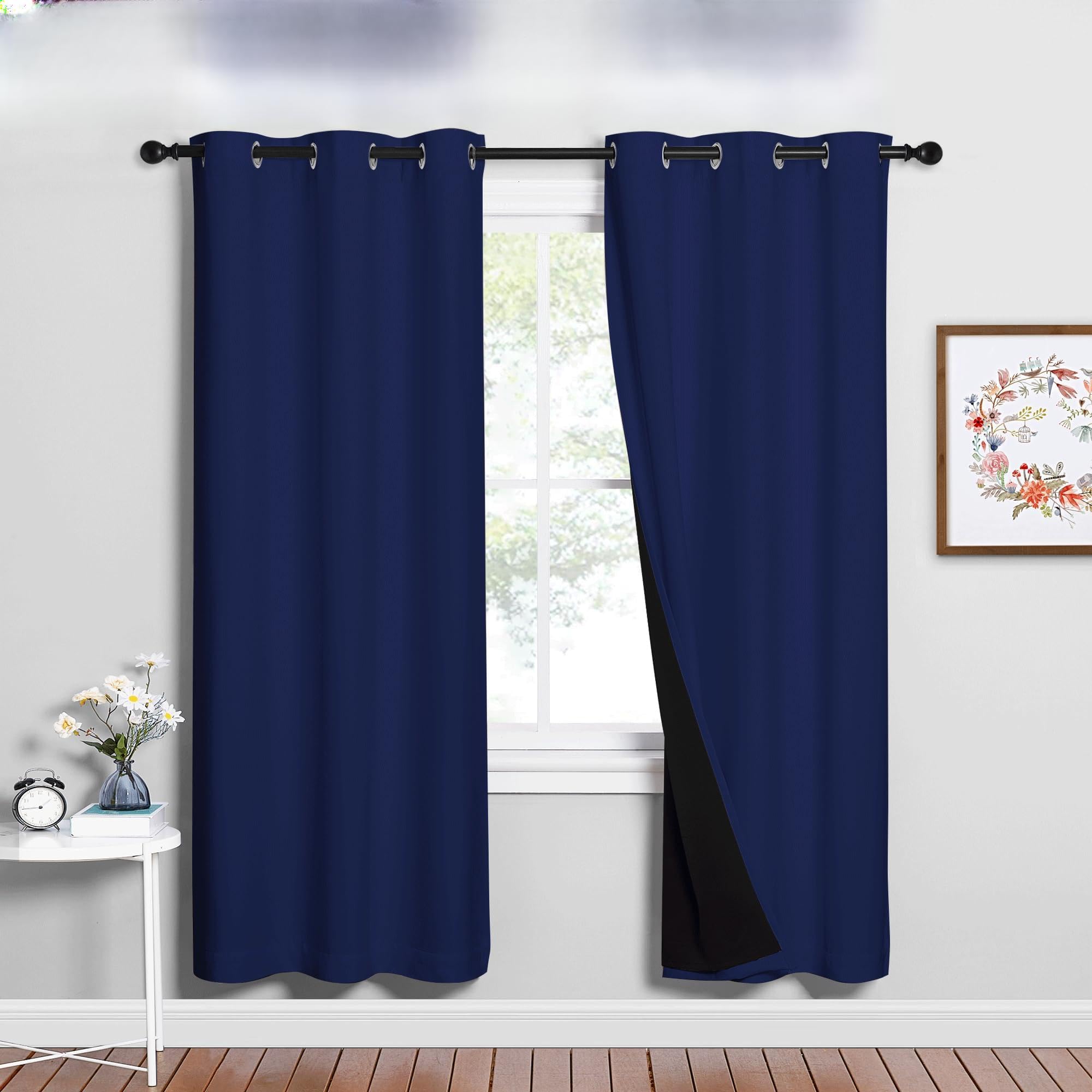 NICETOWN 100% Blackout Window Curtain Panels, Royal Blue, 2 Pieces, 42-inch Wide Per Panel, Full Light Blocking Drapes with Black Liner for Nursery, 72-inch Drop Thermal Insulated Draperies Image NICETOWN 100% Blackout Window Curtain Panels, Royal Blue, 2 Pieces, 42-inch Wide Per Panel, Full Light Blocking Drapes with Black Liner for Nursery, 72-inch Drop Thermal Insulated Draperies Image