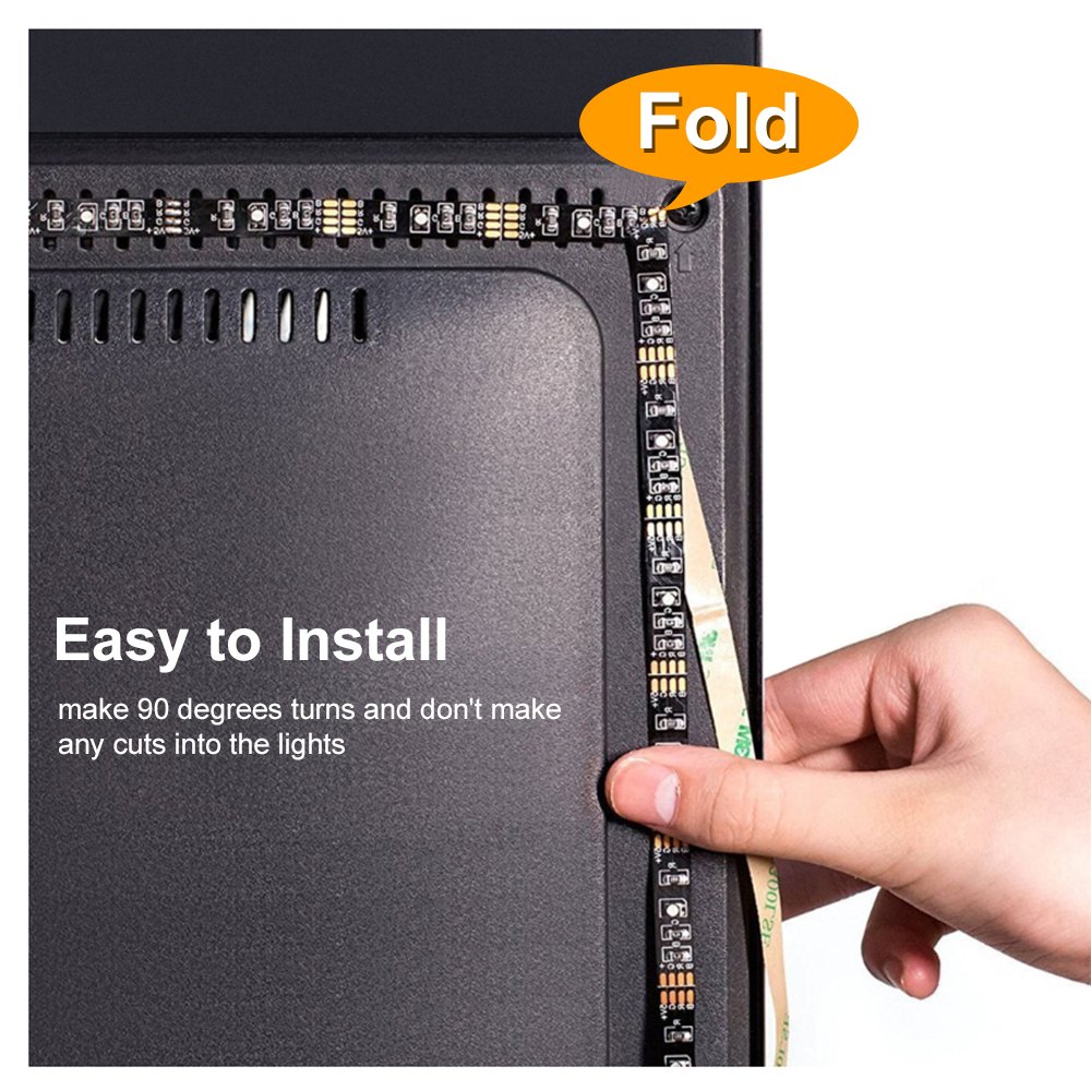 KUD LED Strip Lights, 6.56FT RGB Flexible 60 LEDs Multi Color USB TV Backlight with IR Controller 24Keys Remote for in 40-60 HDTV, Computer, Background Lighting