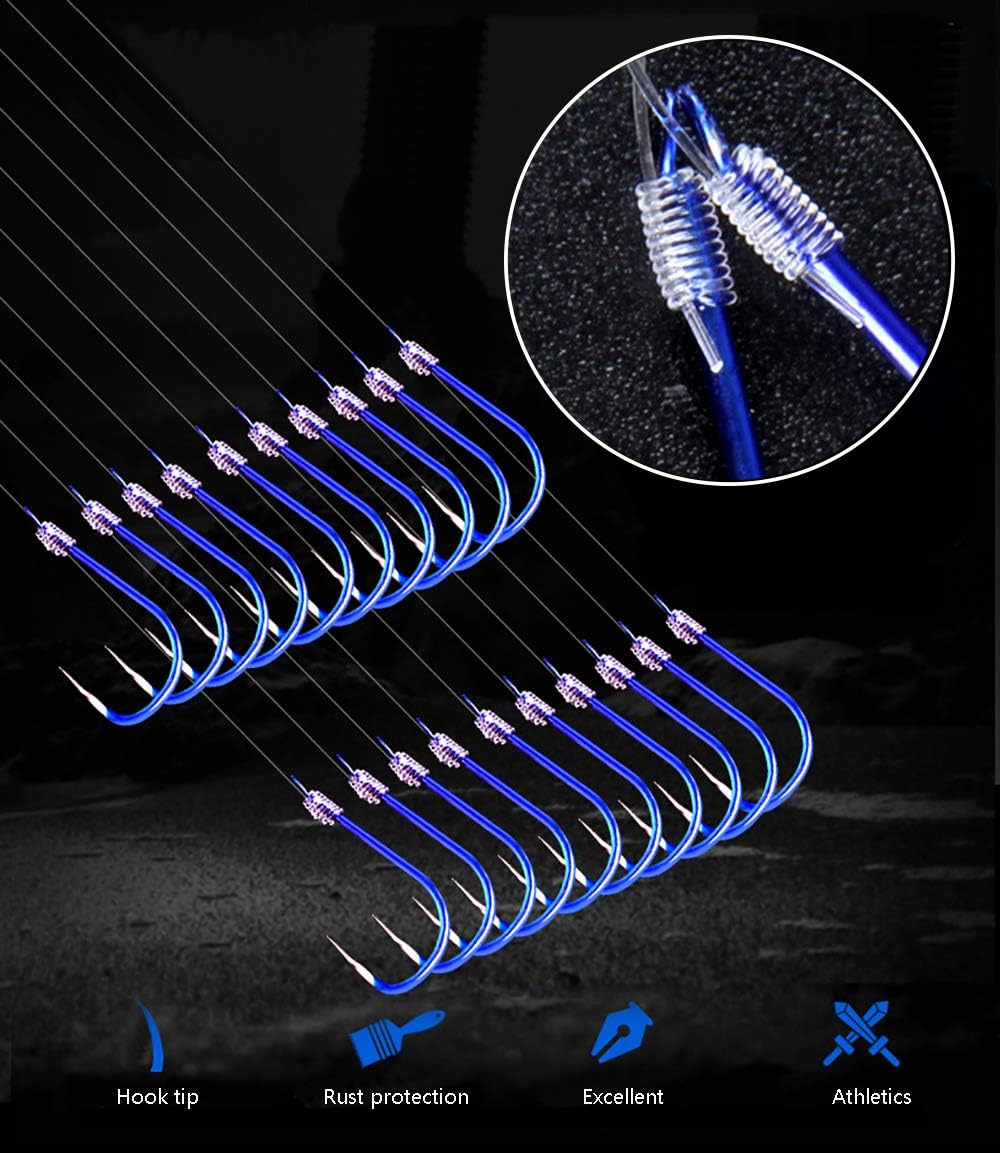AMHDV Small Fishing Hooks with Line, Super Quick Penetration Fishing Hook Tie Nylon Line (Pack of 20) (10#) : Sports & Outdoors