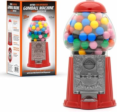 CKB LTD Gumball Machine Retro Red Coin Op Saver 23cm Mini Toy