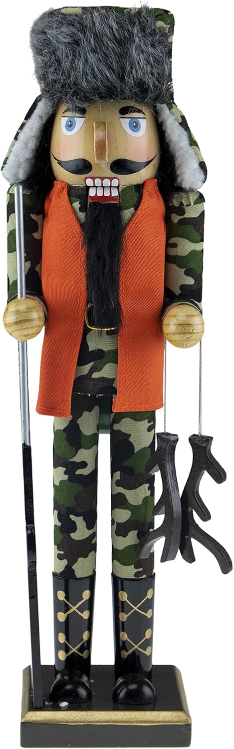 Nutcrackers - Clever Creations Hunter 15 Inch Traditional Wooden Nutcracker, Festive Christmas Décor for Shelves and Tables