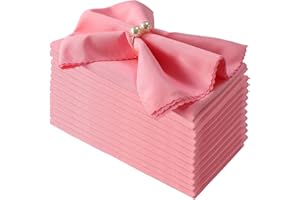 Getfitsoo Polyester Cloth Napkins Set of 12, Pink Table Napkins Washable Reusable, Perfect as Valentine's Day Wedding Thanksg