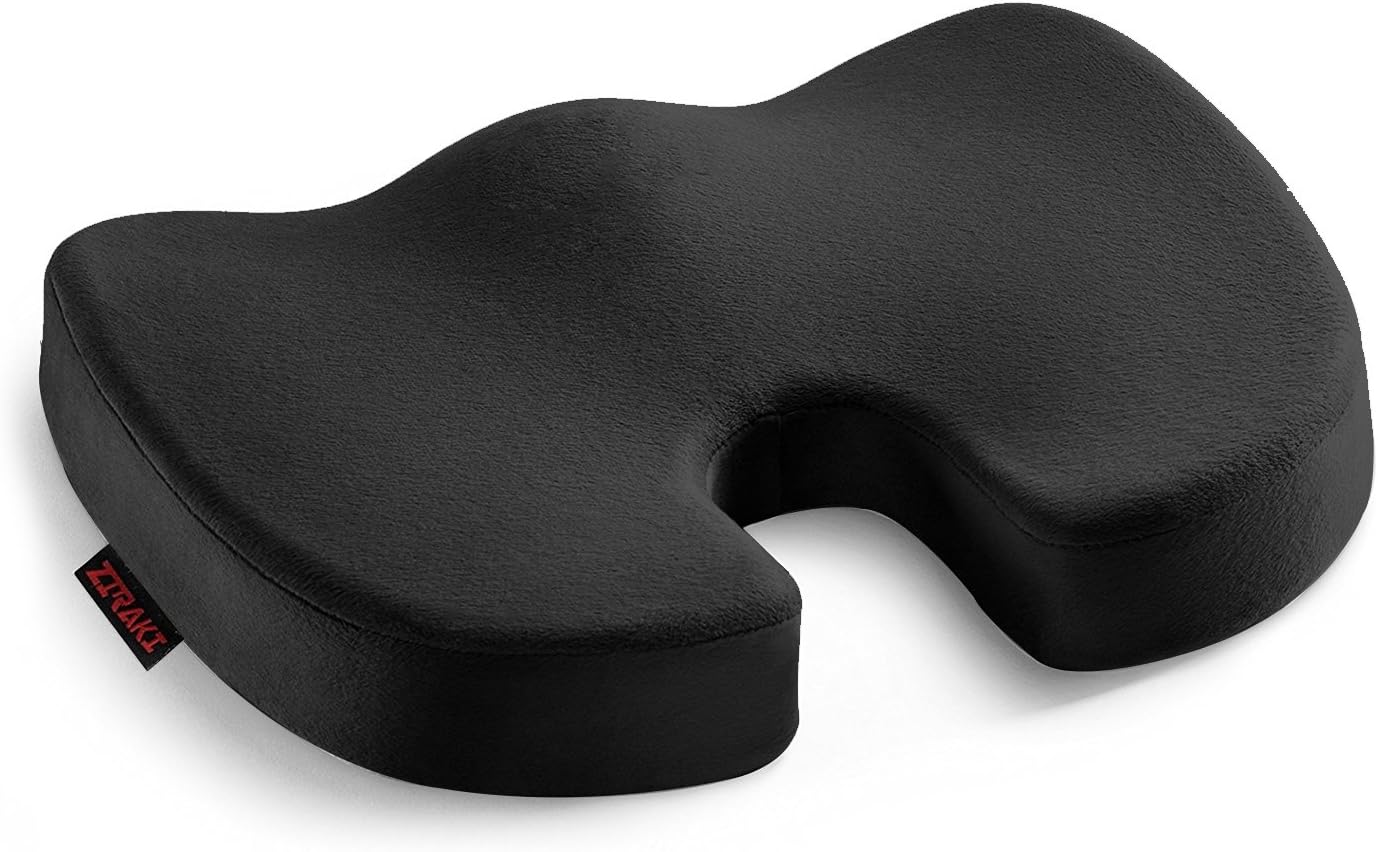 Seat Cushion Car Office Chair - Memory Foam Gel-Enhanced, Ergonomically & Large Designed Pillow for Sciatica, Tailbone, Coccyx Back Pain, And Relief, Comfort - Seat Cushion Car Office Chair - Black: Home & Kitchen