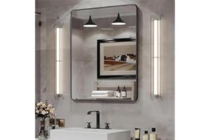 Wanzvisk Black Framed Mirrors for Bathroom,30 x 36 Inch Rounded Conner Rectangle Mirror for Wall, Matte Black Vanity Mirror with Tempered Glass,Anti-Rust,Hangs Horizontally or Vertically