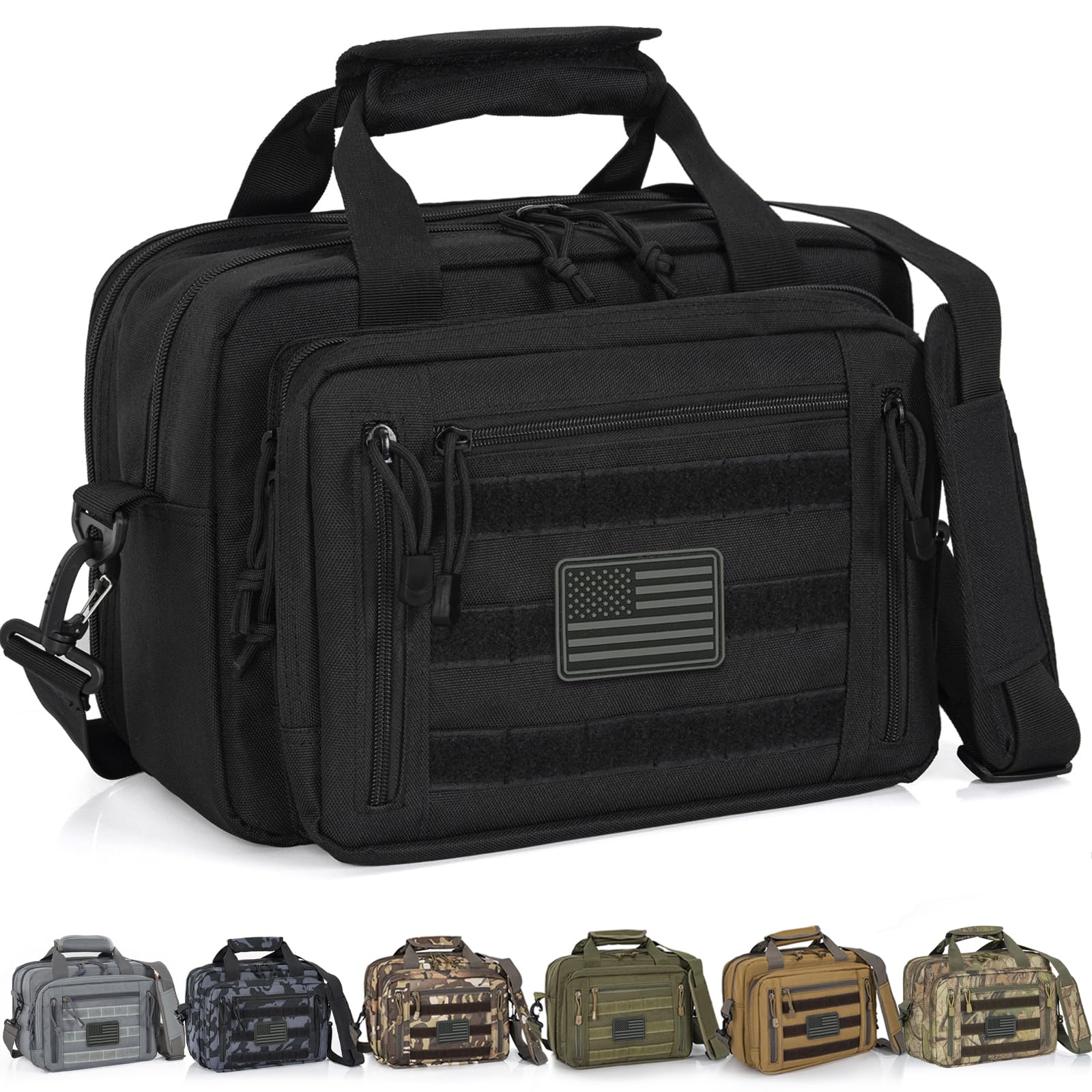 Photo 1 of Ithwiu  Range Bags For 2 Pistols 6 Magazines, Pistol Case Carrying Shooting Bag with Lockable Zipper for Shooting Range Outdoor Hunting, Black