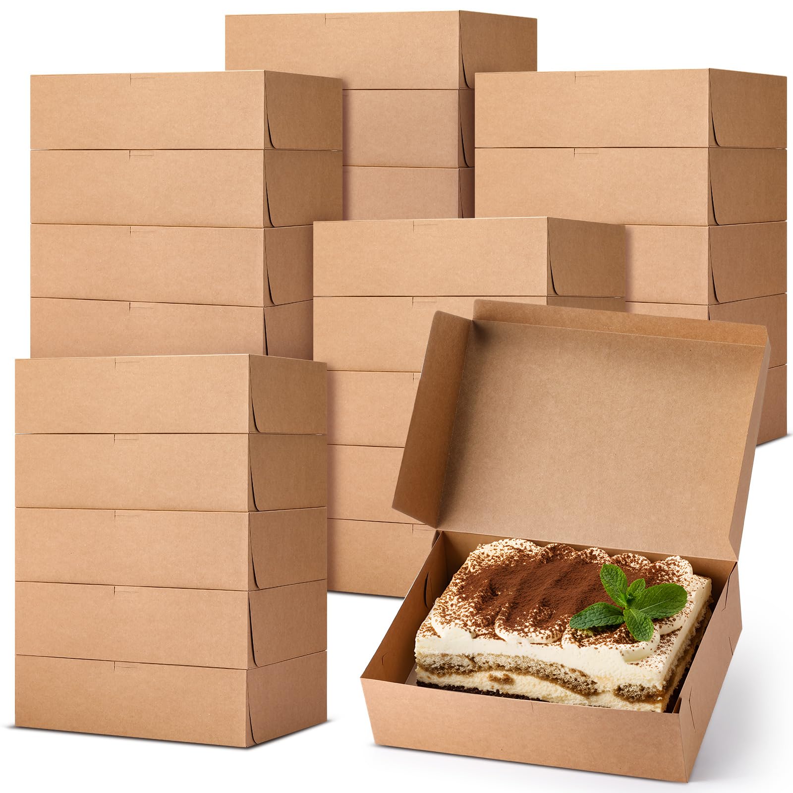 Photo 1 of Chivertion 50 Pcs Non-window Bakery Boxes 14 x 10 x 4 Inch Kraft Paperboard Cake Box 1/4 Sheet Brown Rectangle Bakery Pastry Supplies for Cookies, Chocolate, Party Gift, and At-home Bakers