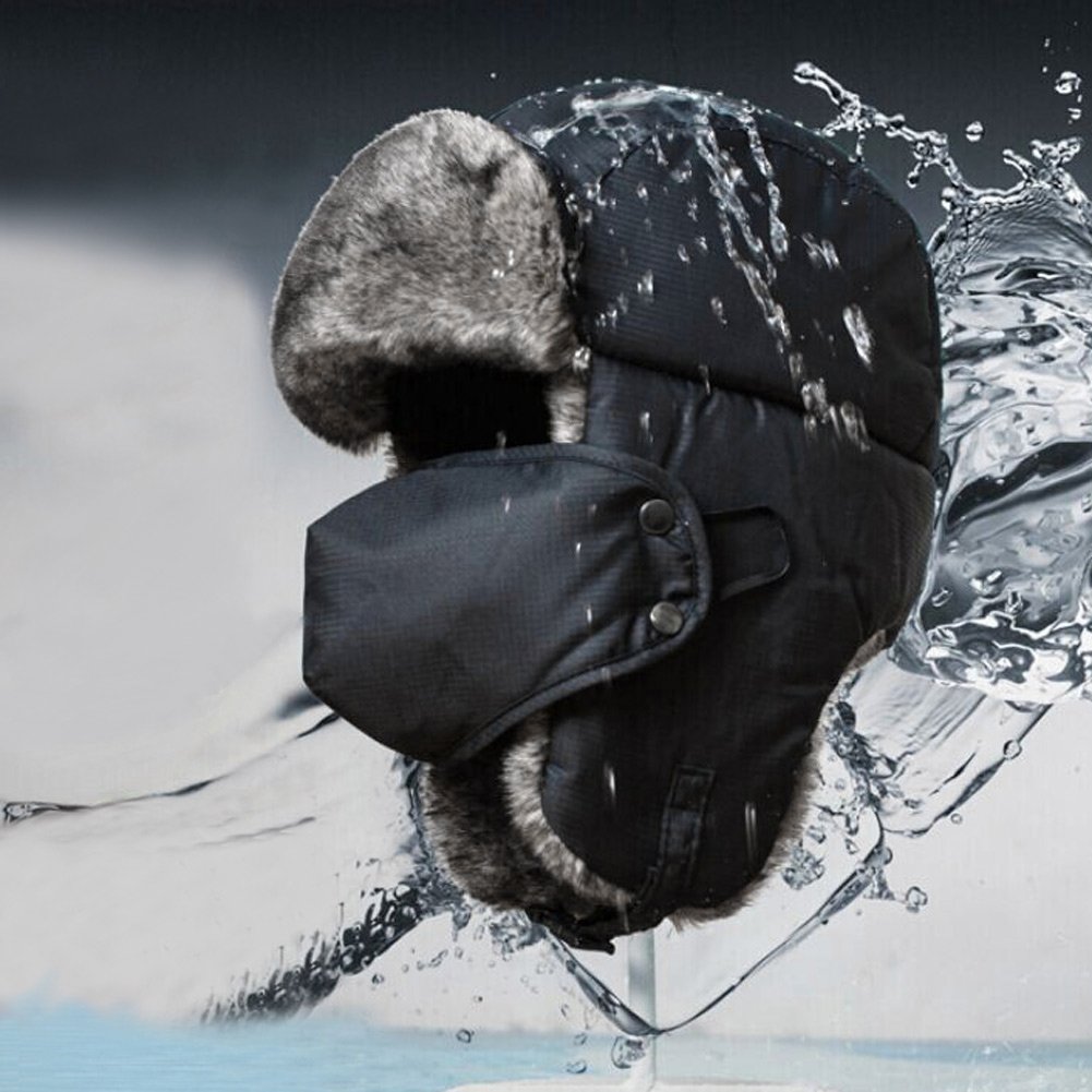 Vbiger Chapka en Peluche Anti-vent Anti-poussière Chaud pour Ski Cyclisme d\'Hiver (Tour de tête: 55-59 cm, Noir)