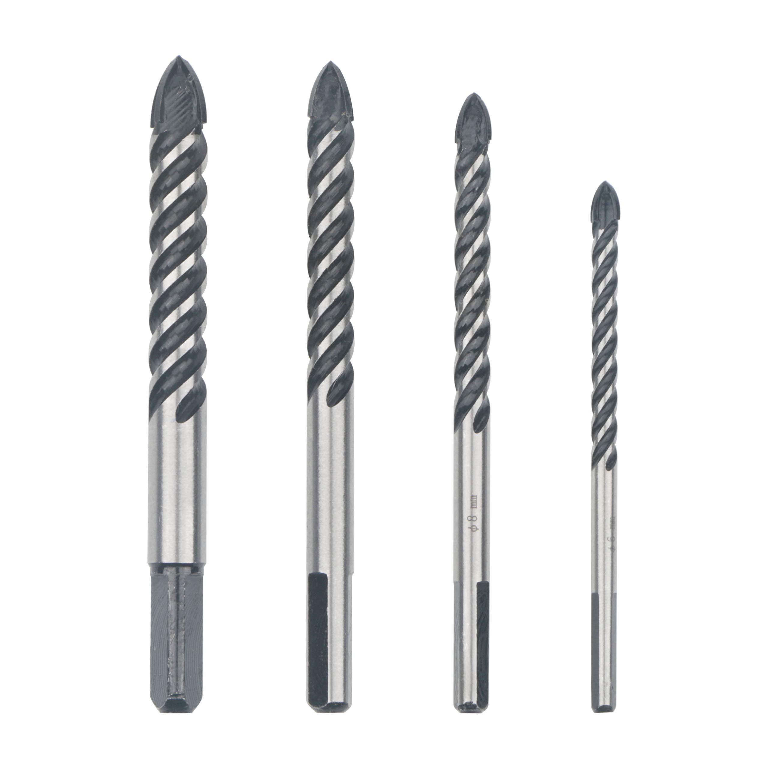 Rowiz 4PCS 6/8/10/12mm Ceramic Wall Drilling Glass Tile Plastic Wood Hole Punch Drill Bit Set