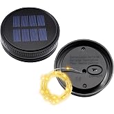 2 Pack Solar Light Replacement Top(Top 2.83 Inch, Bottom 2.91 Inch) | Replacement Solar Light Parts for Mason Jar Lantern,Outdoor Decorative Waterproof Table Fairy Lights for Patio Yard Lawn Tree