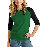 Decrum Baseball Shirt Women - Casual Fashion 3/4 Length Sleeve Womens Raglan Tops