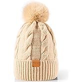 Fygicub Women's Winter Beanie Warm Hat,Thermal Fleece Lined Knit Cap, Thick Cable Slouchy Soft for Ski Cold Weather