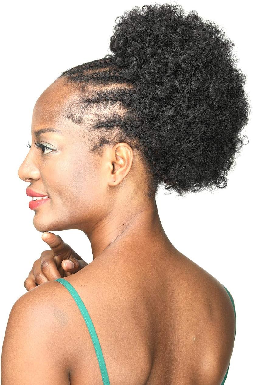 Premium Hair Bun Extensions Curly Wave Hair Pieces for Black Women (8INCH CHIGNON 1B#)