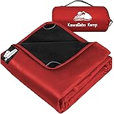 KawaGebo Kamp Fleece Waterproof Outdoor Blanket - Windproof Stadium Blanket for Camping, Picnics, and Sports Stay Dry and Comfortable 80"x 58"(Red)