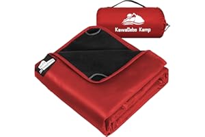 KawaGebo Kamp Fleece Waterproof Outdoor Blanket - Windproof Stadium Blanket for Camping, Picnics, and Sports Stay Dry and Comfortable 80"x 58"(Red)
