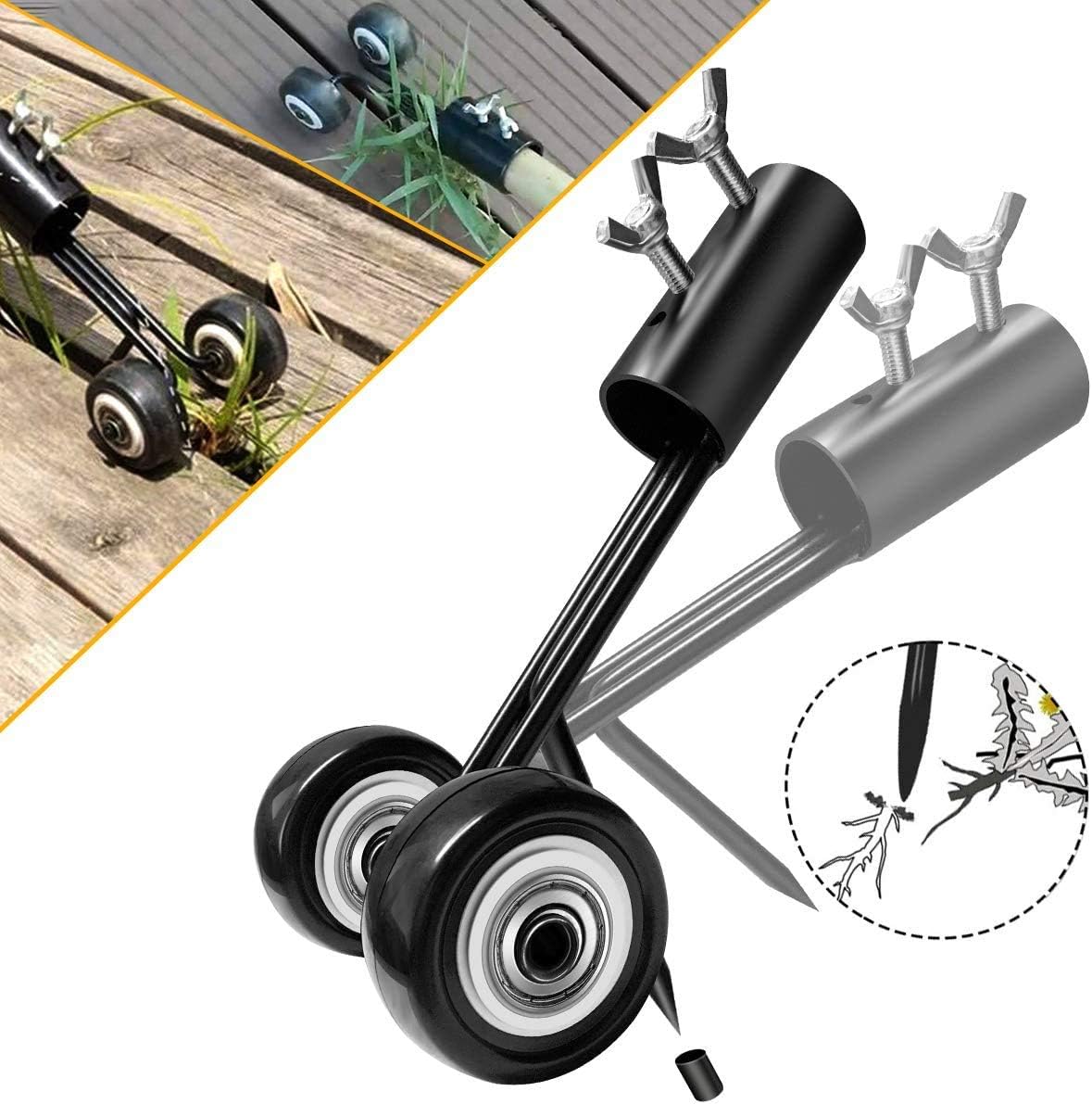 Straight Hook Weed Remover Tool,Patio Weeding Tool with Wheels Weed