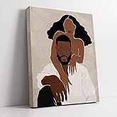Tuyashua Black Couple Wall Art Canvas Poster Decorative with Frame (11.5×15 inch), African American Wall Art, Black Girl Art Wall Decor For Living Room Bathroom Hallway Modern Wall Decor, FBH04-04