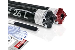 KAIMINDOGZ Pair of 2" Garage Door Torsion Springs Set with Non-Slip Winding Bars & Gloves, Precision Electrophoresis Black Coated Without Oil, for Replacement & Installation, MIN 16,000 Cycles(0.218x2''x26'')