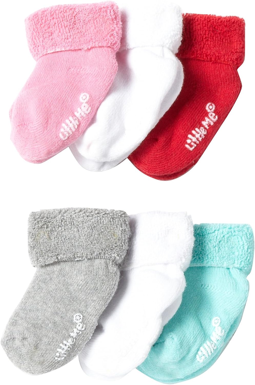 Little Me BabyGirls Newborn 6 Pack Socks, Assorted, 612