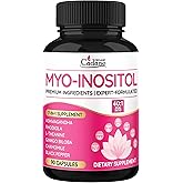 Organic Cadane Myo Inositol & Ashwagandha Capsules with Rhodiola, L-Theanine, Ginkgo Biloba, and More | Supports Body Balance & Digestive | Vegan, Non-GMO - 90 Capsules