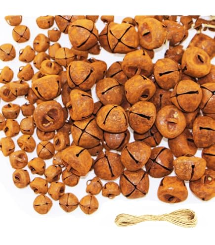 500 Primitive Rusty Tin Jingle Bells – 6mm (1/4 Inch) Tiny Christmas Craft Bells – Rustic Finish