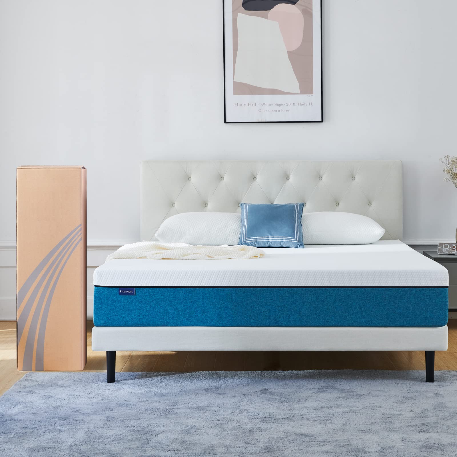 IYEE NATURE Queen Mattress, 8 inch Gel Memory Foam Bed Mattress in a Box, Medium Firm, Size 60 * 80 * 8 inch