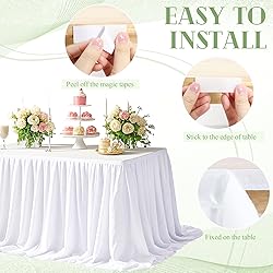 FANPROMS White Table Skirt for Rectangle Tables 6FT