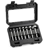 Devvicoo Forstner Bit Set, 8Pcs Wood Drilling Bits for Flat-Bottom Holes | For Hardwood, Plywood &amp; Plastic, Carbon Steel, Cabinetmaking, Carpentry &amp; DIY Woodworking Projects