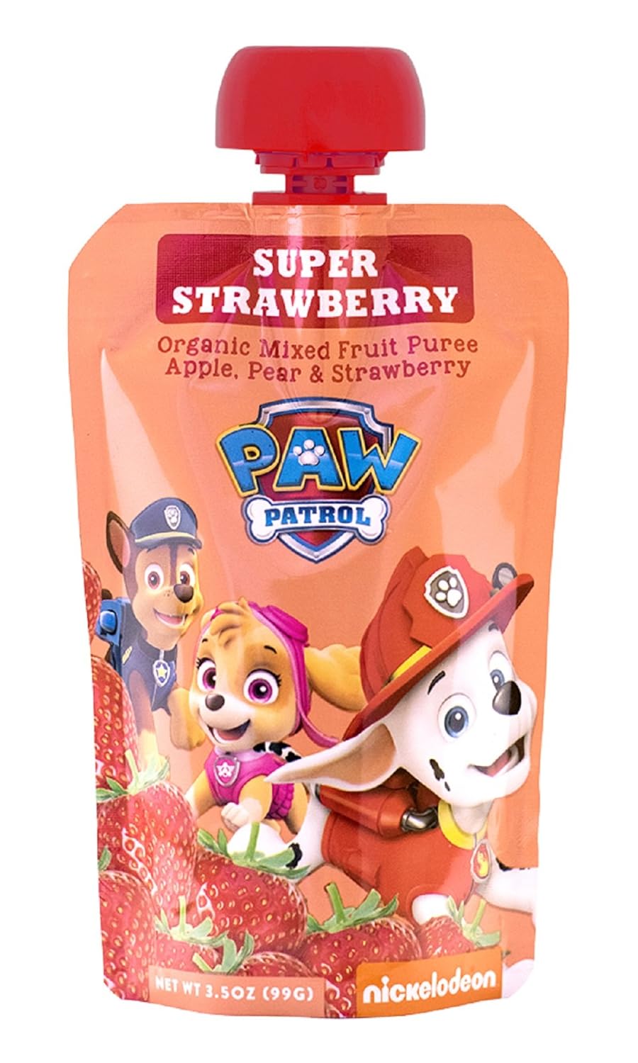 Paw Patrol Super Strawberry Organic Mixed Fruit Squeeze Pouch, 3.5 Ounce, Pack of 10