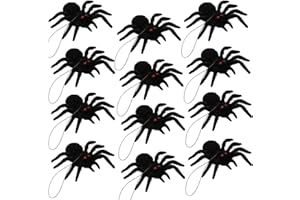 Ridota Halloween Hanging Spiders, Realistic Looking Hairy Spiders, Halloween Spider for Halloween Party Haunted House Decorations, 12 Pack