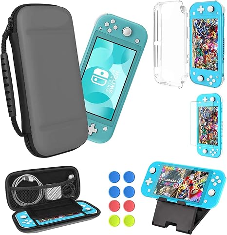 Amazon Co Jp Switch Lite ケースnintendo Switch ライト 5 In 1 セット 任天堂スイッチ ライト ケース スイッチライト カバー 保護フィルム スタンド 親指キャップ8個 スマホ タブレット 兼用スタンド 軽量 大容量 全面保護 着脱簡単 Sdカード収納