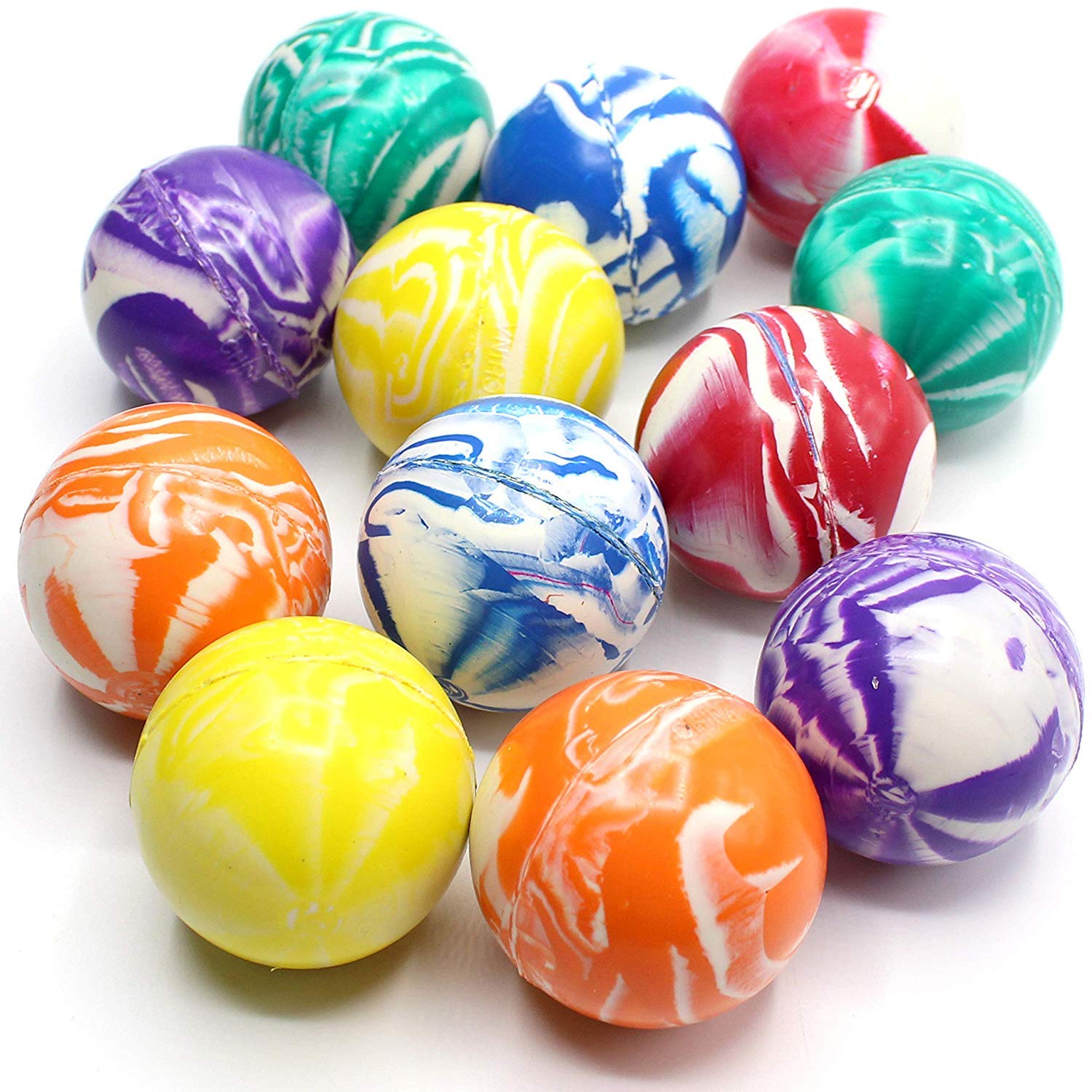 Kicko 2 Inch Marble Balls 12 Pieces of Assorted 2 Tone Colors for