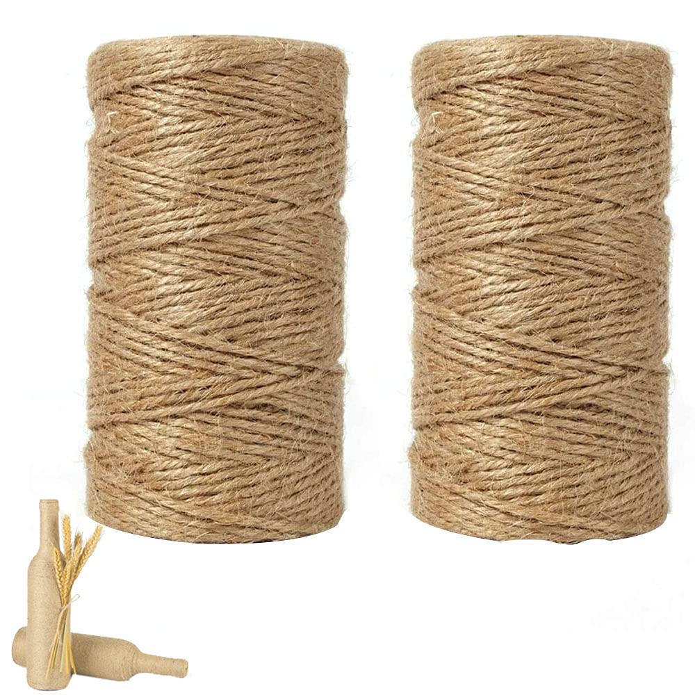 2 Roll Craft Cord Decorative String, Arts and Crafts Jute Rope, 2mm Jute Twine, wear resistant 2mm 3 Ply Natural Jute Twine for Floristry, Gifts, DIY Arts&Crafts, Decoration, Bundling, Garden