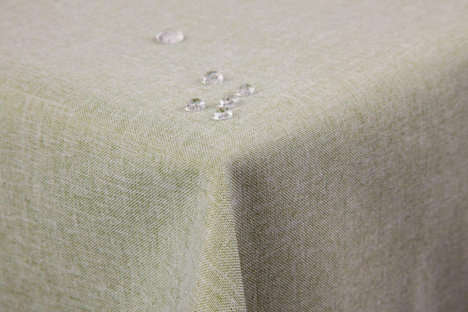 First-Tex tablecloth linen look lotus effect washable with straight hem edge 160 round in light green