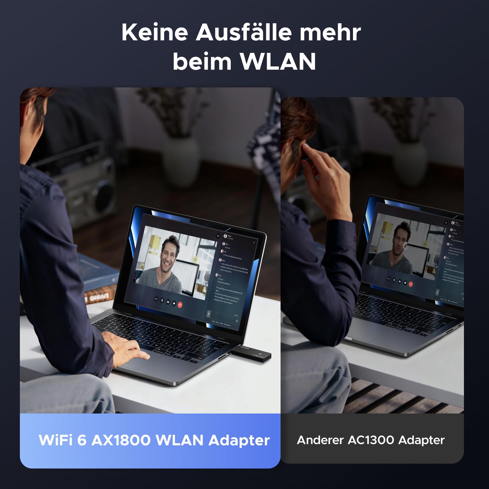 UGREEN WLAN Stick für PC WiFi 6 AX1800 WLAN Adapter PC Dual Band 5GHz/2.4GHz, USB WLAN Stick eingebauter Treiber, OFDMA+MU-MIMO, WPA3-SAE, WiFi Dongle kompatibel mit Windows 11/10. 4