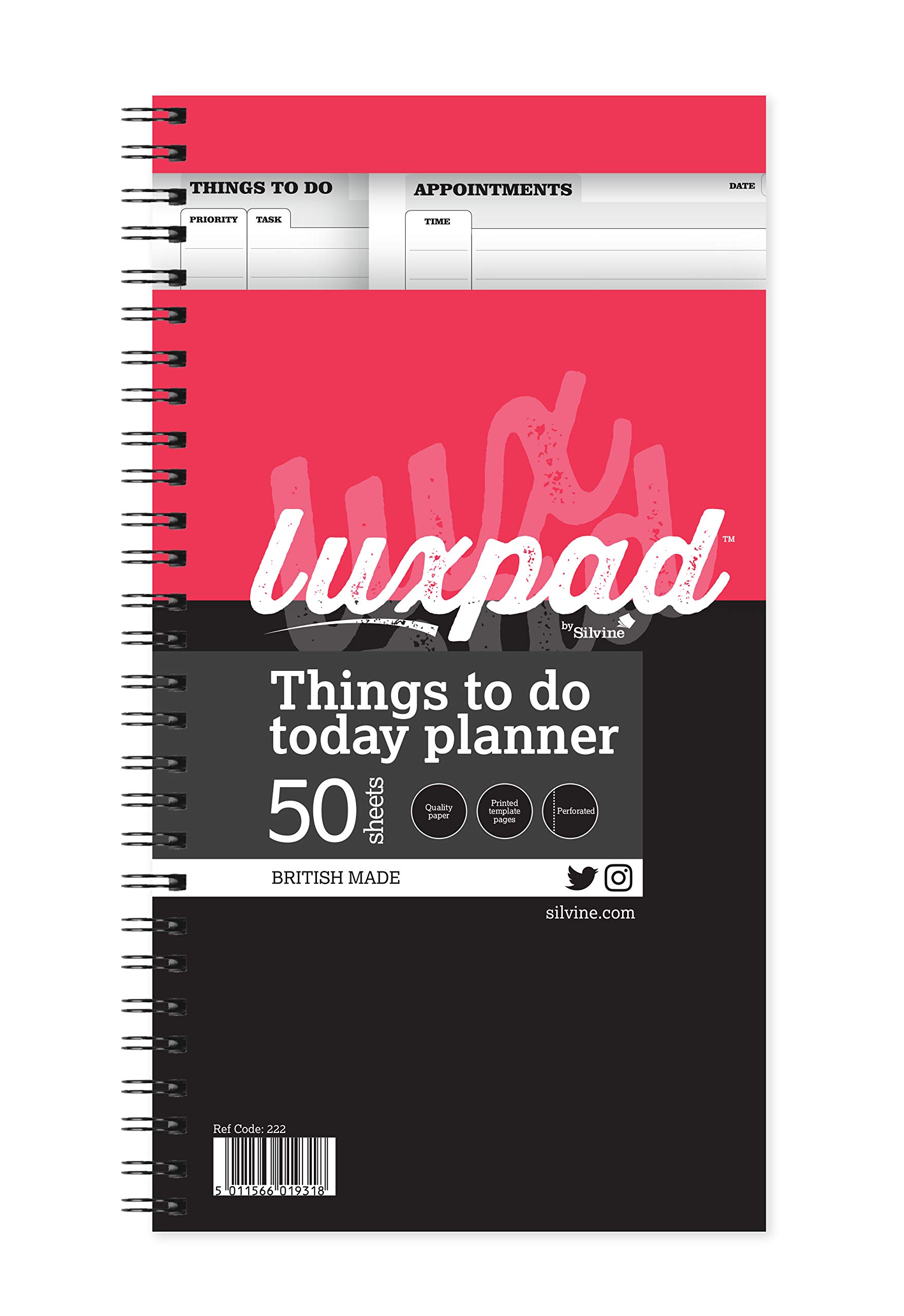 Luxpad 280 x 150mm Things To Do Planner with 50 Sheets Printed 'Things To Do' and 'Appointments'