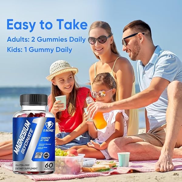 2000MG MAGNESIUM GLYCINATE GUMMIES – SUGAR FREE MAGNESIUM POTASSIUM SUPPLEMENT WITH VITAMIN D, B6, COQ10 FOR CALM MOOD & SLEEP SUPPORT – 60GUMMIES