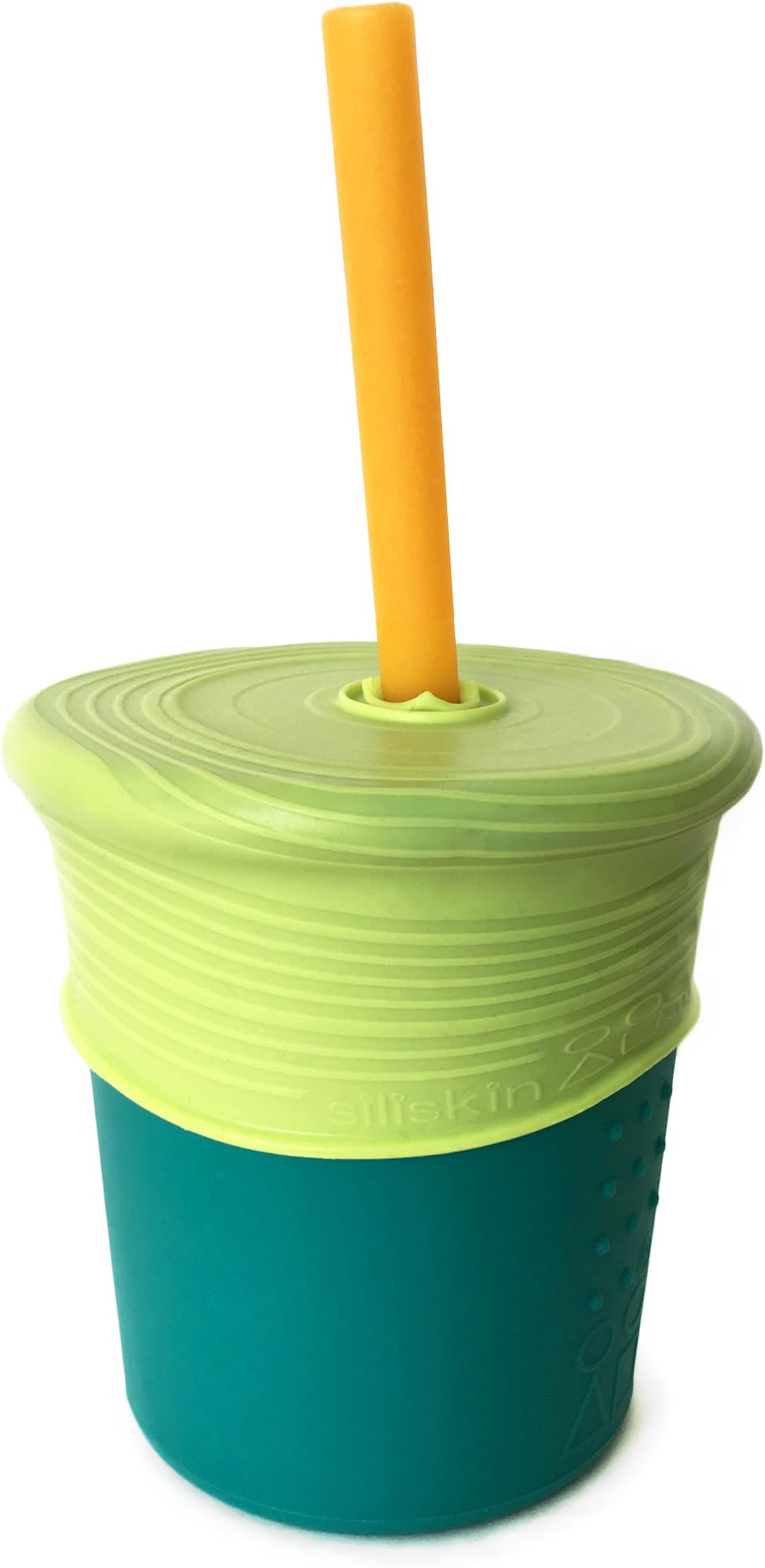 Silikids Siliskin Silicone Straw Cup, Teal/Lime