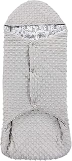 TupTam Baby Einschlagdecke für Babyschale Wattiert, Farbe: Minky Grau/Elefant
