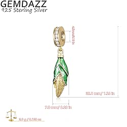 Dangle Sweet Corn on the Cob with Green Leaf, 18k
