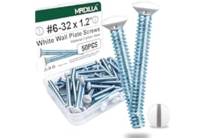 MRDILLA 50 Pcs White Wall Plate Screws, #6-32 Outlet Cover Screws 1-1/4" Long, Ideal for Switch and Socket Covers