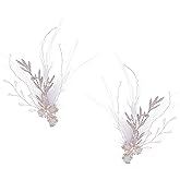2PCS Feather Hair Clips for Women Girl Vintage White Feather Hair Piece Swan Accessories Bridal Wedding Fascinator Hair Clips Barrettes